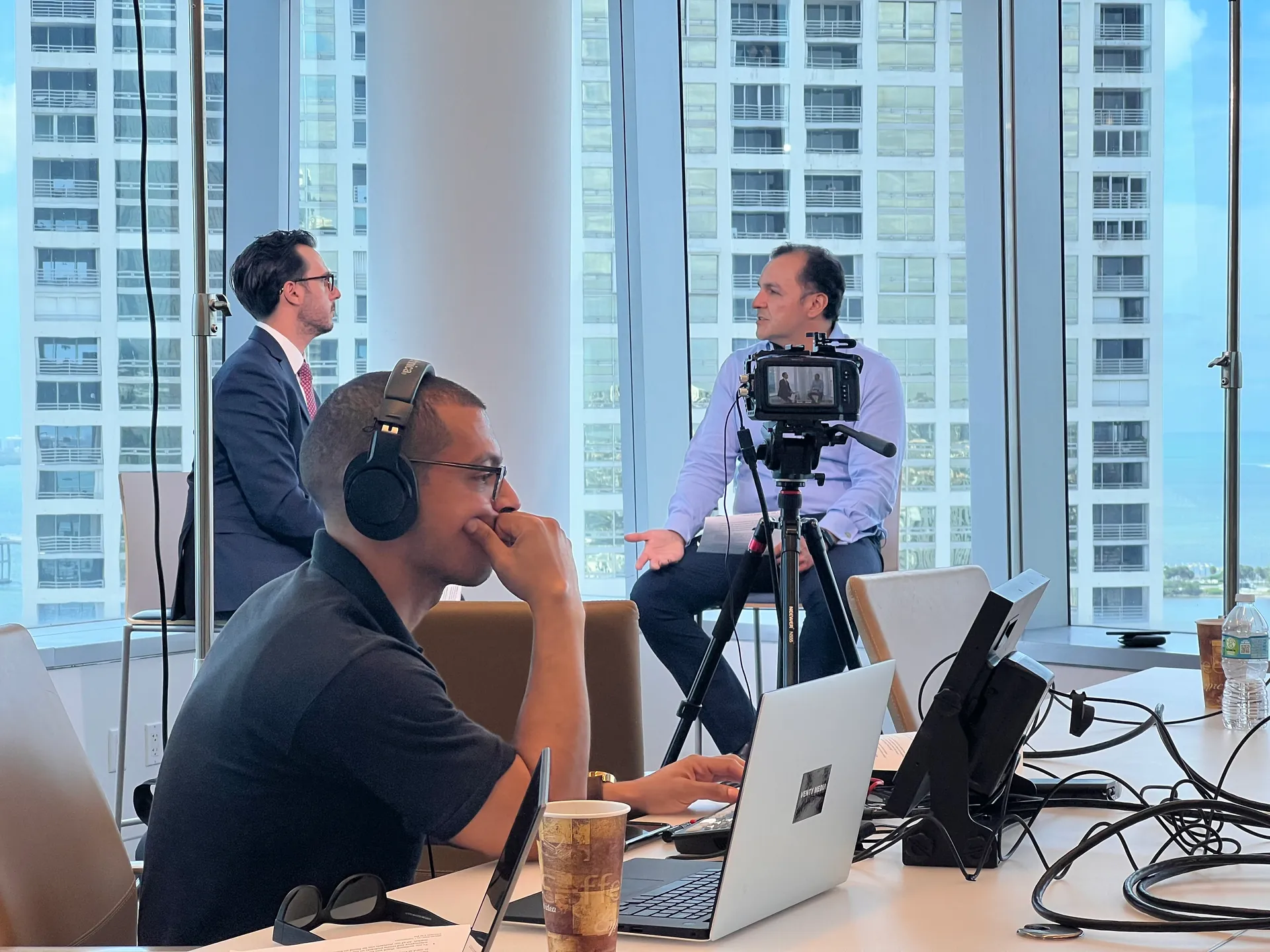 Video production for financial services. Advisor in a professional office environment